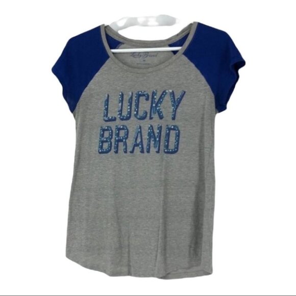 Lucky Brand grey blue graphic  t-shirt - Picture 1 of 13